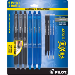 PILOT Frixion Erasable Pens - 6 Pack (3 Black & 3 Blue Ink Included) + 4 Bonus Refills - Frixion Clicker Retractable Gel Ink ...