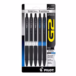 Pilot G2 Special Edition Retractable Gel Pens  Fine Point  Black/Blue Ink  5/Pack