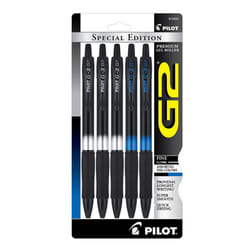 Pilot G2 Special Edition Retractable Gel Pens  Fine Point  Black/Blue Ink  5/Pack