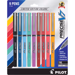 Pilot Precise V7 Capped Liquid Ink Rolling Ball Pens Fine Point 0.7 mm Limited Edition Assorted Colors Pack of 9
