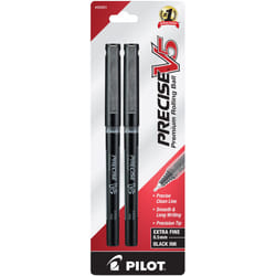 PILOT Precise V5 Stick Liquid Ink Rolling Ball Stick Pens  Extra Fine Point (0.5mm) Black Ink  2-Pack (25001)