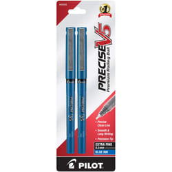 PILOT Precise V5 Stick Liquid Ink Rolling Ball Stick Pens  Extra Fine Point (0.5mm) Blue Ink  2-Pack (25002)