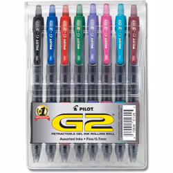 PILOT G2 Premium Refillable and Retractable Rolling Ball Gel Pens  Fine Point  Assorted Color Inks  8Pack 31128