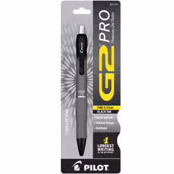 Pilot G2 Pro, Retractable gel pen, Black, Black, Grey, Fine, Round, Rubber