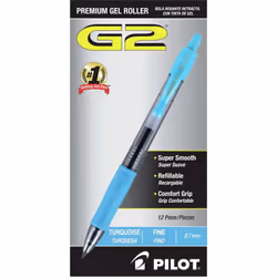 Pilot G2-7 Retractable Gel Roller Pen  Fine Pen Point Type - 0.7 mm Pen Point Size - Turquoise Ink - Translucent Barrel - Pac ...