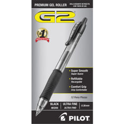 Pilot G2 Premium Gel Roller Retractable Pens  Ultra Fine Pen Point  0.38 mm Pen Point Size  Refillable  Retractable  Black Gelbased Ink  Clear Barrel