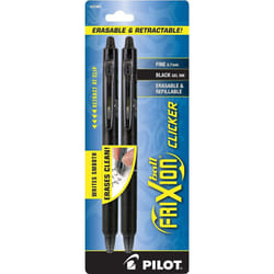 PILOT FriXion Clicker Erasable  Refillable & Retractable Gel Ink Pens  Fine Point  Black Ink  2-Pack (31460)