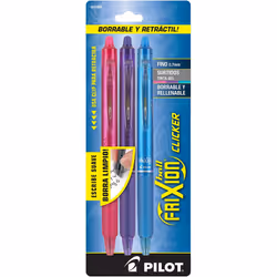 PILOT FriXion Clicker Erasable  Refillable & Retractable Gel Ink Pens  Fine Point  Pink/Purple/Turquoise Inks  3-Pack (31469)