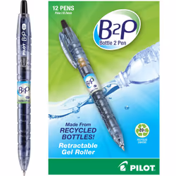 PILOT B2P - Bottle to Pen Refillable & Retractable Rolling Ball Gel Pen Made From Recycled Bottles Fine Point Black G2 Ink ...
