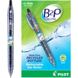 PILOT B2P - Bottle to Pen Refillable & Retractable Rolling Ball Gel Pen Made From Recycled Bottles  Fine Point  Black G2 Ink  12-Pack (31600)