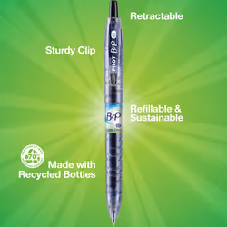 PILOT B2P - Bottle to Pen Refillable & Retractable Rolling Ball Gel Pen Made From Recycled Bottles  Fine Point  Black G2 Ink  12-Pack (31600)