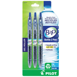 Pilot B2P Colors - Bottle to Pen Refillable & Retractable Rolling Ball Gel Pen Made From Recycled Bottles  Fine Point  Blue G2 Ink/Barrel  3-Pack (316
