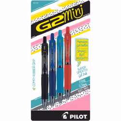 Pilot G2 Mini, Retractable gel pen, Black, Blue, Red, Turquoise, Black, Blue, Red, Turquoise, Fine, Round, Rubber