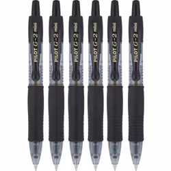 PILOT G2 Mini Premium Retractable Gel Roller Pen Fine Point 07mm Black Ink 6 Count