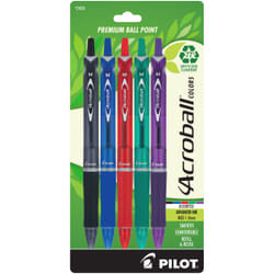 Pilot Acroball Colors Black, Blue, Green, Purple, Red Clip-on retractable ballpoint pen Medium 5 pc(s)