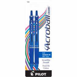 PILOT Acroball Colors Advanced Ink Refillable & Retractable Ball Point Pens Medium Point Blue Ink 2-Pack