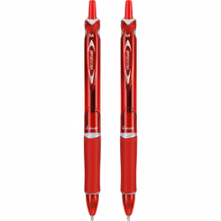 PILOT Acroball Colors Advanced Ink Refillable  Retractable Ball Point Pens  Medium Point  Red Ink  2Pack