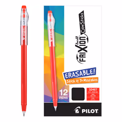 PILOT FriXion ColorSticks Erasable Gel Ink Stick Pens Fine Point Red Ink 12-Pack (32467)