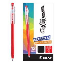 PILOT FriXion ColorSticks Erasable Gel Ink Stick Pens  Fine Point  Red Ink  12-Pack (32467)