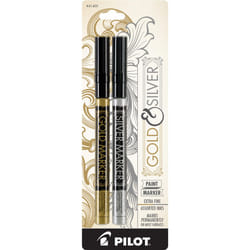 Pilot Metallic Permanent Paint Markers  1 Each Gold & Silver  Extra Fine Point  Set of 2 (41400)