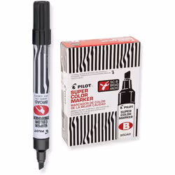PILOT Super Color Refillable Permanent Markers  Black Ink  Broad Chisel Point  12-Pack (44100)