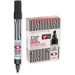 PILOT Super Color Refillable Permanent Markers  Black Ink  Broad Chisel Point  12-Pack (44100)