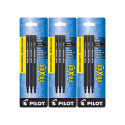 Pilot Gel Ink Refills for FriXion Erasable Gel Ink Pen Fine Point Black Ink 3 Packs containing 3 refills each total of 9 r ...