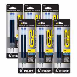 Value Pack of 6 - Pilot G2 Gel Ink Refill 2-Pack for Rolling Ball Pen