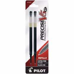 Pilot, Precise V5 RT Liquid Ink Refills, Extra Fine Point 0.5 mm, Black, Pack of 2