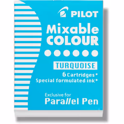 Pilot Parallel Mixable Color Ink Refills for Calligraphy Pens Turquoise 6-Pack (77311)