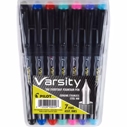 Pilot Varsity, Black, Multicolour, Built-in filling system, Black, Blue, Green, Pink, Purple, Red, Turquoise, Italic nib, Sta ...