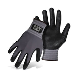 Cat CAT017419L Dipped and Dotted Nitrile Coated Palm Gloves - Large, Safety Wear Gloves with Extended Knit Wrist. Protective Gear