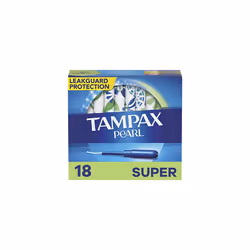 Pearl Plastic Tampons, Super Absorbency, Unscented, 18 Count (Packaging May Vary) ( packaging may vary)