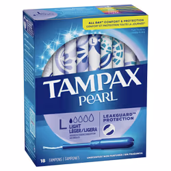 Pearl Tampons, Light Absorbency With Leakguard Braid, Unscented, 18Count