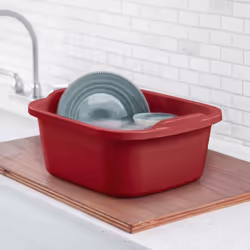Sterilite Convenient Extra Large Multi-Functional Home 12-Quart Standard Sink Dish Washing Storage Pan  Red (8 Pack)