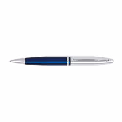 Cross Calais Chrome and Blue, Clip, Twist retractable ballpoint pen, Black, Medium