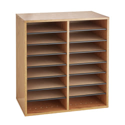 Safco 9422 literature rack 16 shelves Oak
