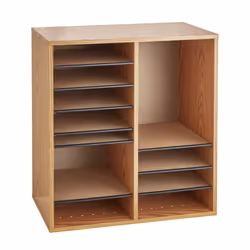 Safco 9422 literature rack 16 shelves Oak