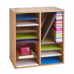 Safco 9422 literature rack 16 shelves Oak