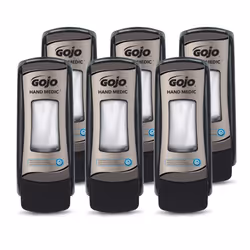 GOJO ADX-7 Push-Style Dispenser  Chrome/Black  for 685 mL GOJO ADX-7 Hand Medic Skin Condition Refills (Pack of 6) - 8782-06