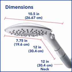 Waterpik CF-201E Flexible Neck 2-Mode Rainfall Rain Shower Head  1.8 G