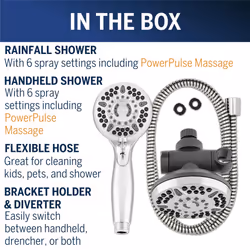 Waterpik 12-Mode 2-in-1 Dual Shower Head System with 5-Foot Hose and P