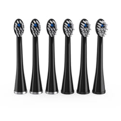 Waterpik Genuine Compact Size Replacement Brush Heads With Covers for Sonic-Fusion Flossing Toothbrush SFRB-2EB  6 Count Black