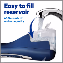 Cordless Advanced Water Flosser, 3 Pressure Settings, Dental Plaque Removal Tool, Ideal for Travel or Small Bathrooms, USB Charger, Blue, WP-583UK