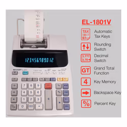 Sharp Calculators Sharp EL-1801V 12 Digit Printing Calculator