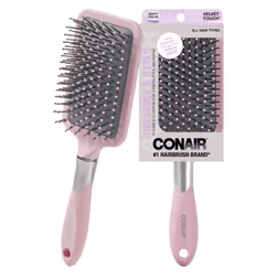Conair Velvet Touch Paddle Cushion hair brush - Detangling hairbrush - curly or straight styles - men or women - detangler - ...