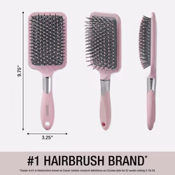 Conair Velvet Touch Paddle Cushion hair brush - Detangling hairbrush - curly or straight styles - men or women - detangler - features soft touch handl