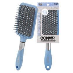 Conair Velvet Touch Paddle Cushion hair brush - Detangling hairbrush - curly or straight styles - men or women - detangler - features soft touch handl