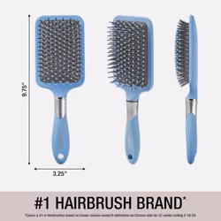 Conair Velvet Touch Paddle Cushion hair brush - Detangling hairbrush - curly or straight styles - men or women - detangler - features soft touch handl