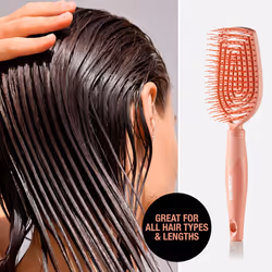 Conair Detangling Hairbrush - Scalp Care Massager - Flexi Head Standard Hairbrush - For Curly Hair - Coral Pink